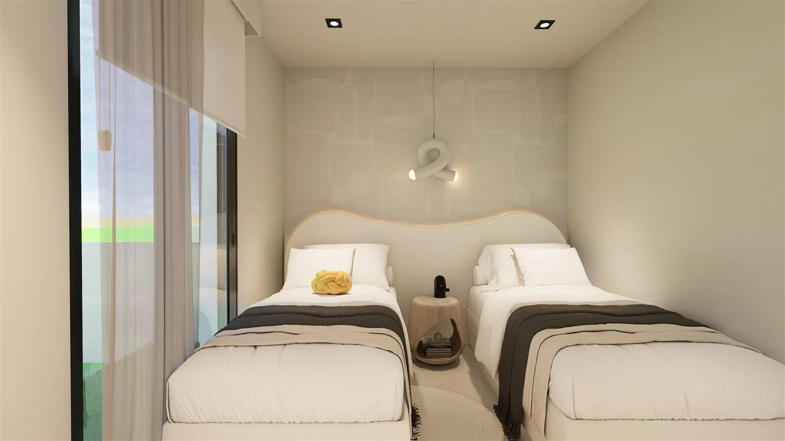 Schlafzimmer mit zwei Einzelbetten