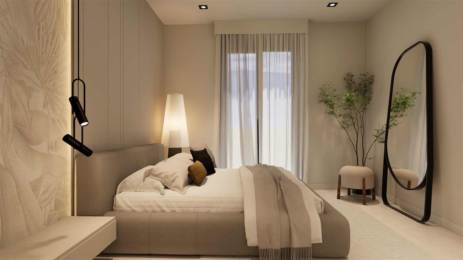 Schlafzimmer mit Standspiegel