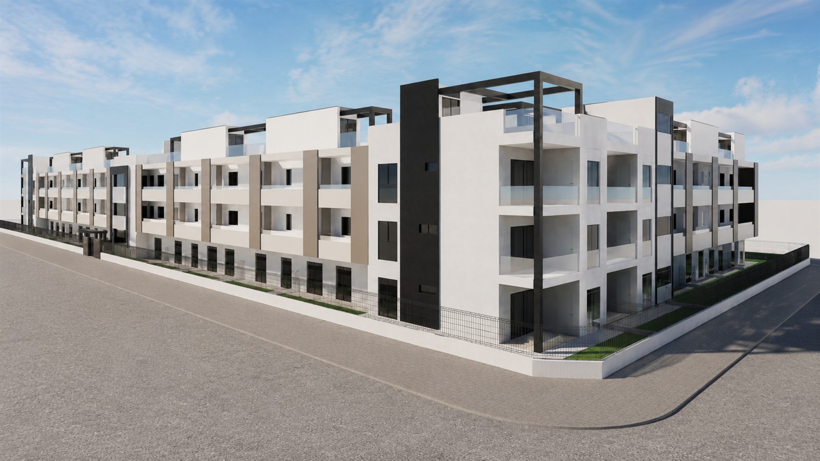 Gebäudeansicht der Anlage mit Zufahrt