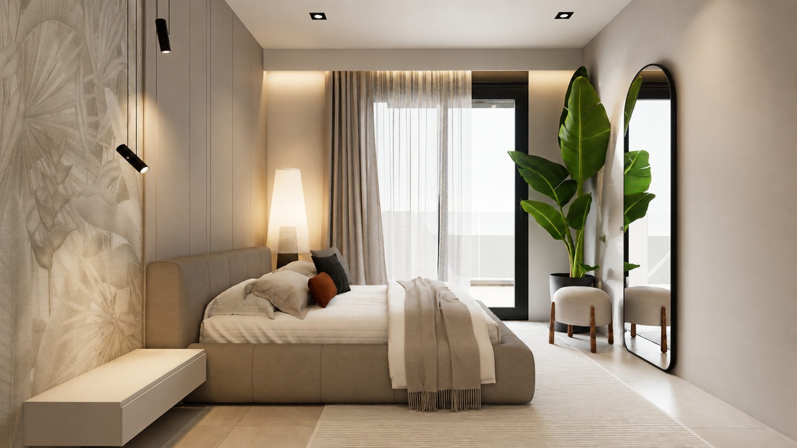 Schlafzimmer mit Grünblick